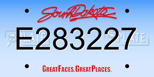 E283227 South Dakota License Plate