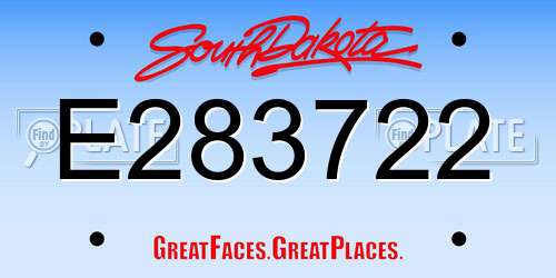 E283722 South Dakota License Plate