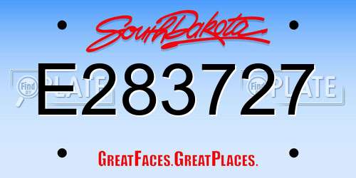 E283727 South Dakota License Plate
