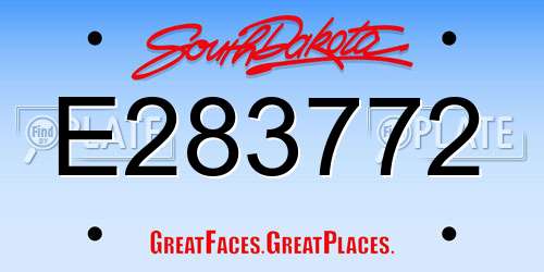 E283772 South Dakota License Plate