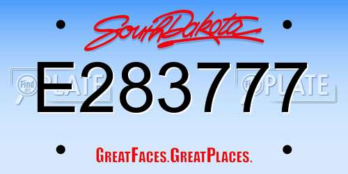 E283777 South Dakota License Plate