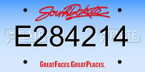 E284214 South Dakota License Plate