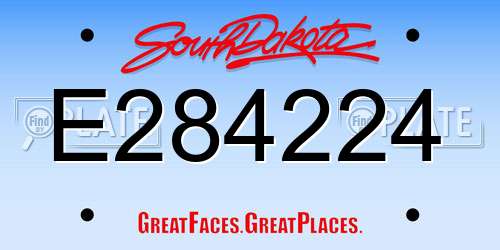 E284224 South Dakota License Plate
