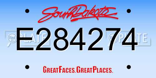 E284274 South Dakota License Plate