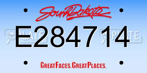 E284714 South Dakota License Plate