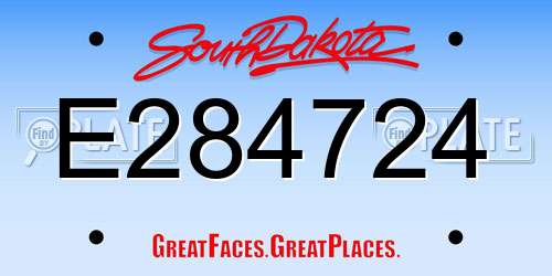 E284724 South Dakota License Plate