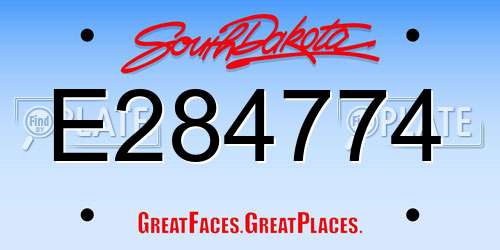 E284774 South Dakota License Plate