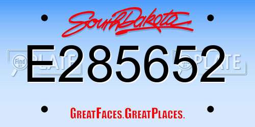 E285652 South Dakota License Plate