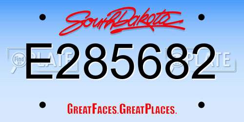 E285682 South Dakota License Plate