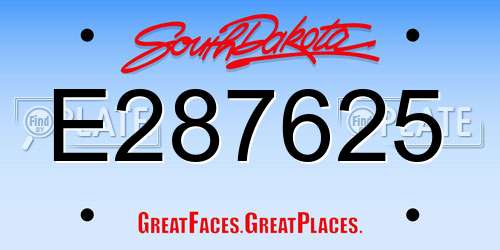 E287625 South Dakota License Plate