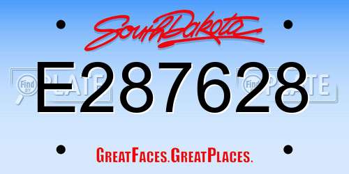 E287628 South Dakota License Plate