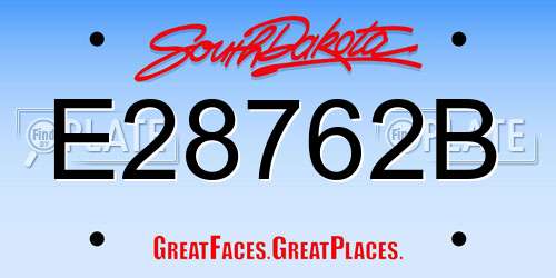 E28762B South Dakota License Plate