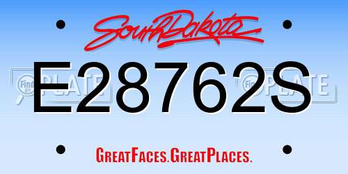 E28762S South Dakota License Plate