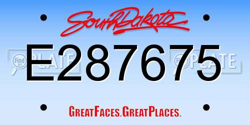 E287675 South Dakota License Plate