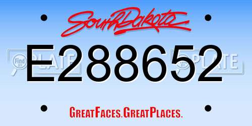 E288652 South Dakota License Plate