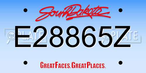 E28865Z South Dakota License Plate