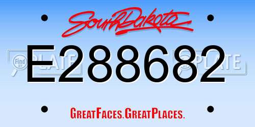 E288682 South Dakota License Plate