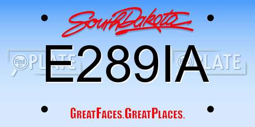 E289IA South Dakota License Plate