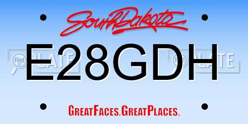 E28GDH South Dakota License Plate