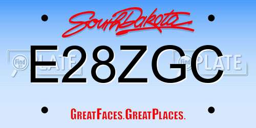 E28ZGC South Dakota License Plate