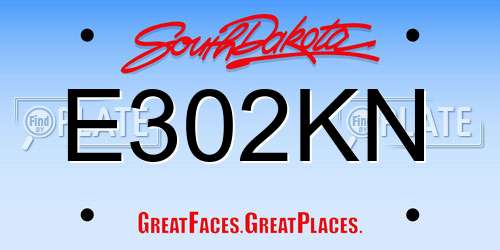 E302KN South Dakota License Plate