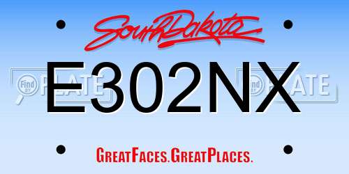 E302NX South Dakota License Plate