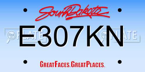 E307KN South Dakota License Plate