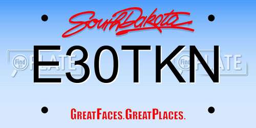 E30TKN South Dakota License Plate