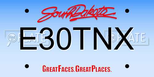 E30TNX South Dakota License Plate