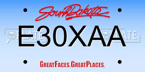E30XAA South Dakota License Plate