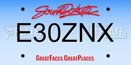 E30ZNX South Dakota License Plate