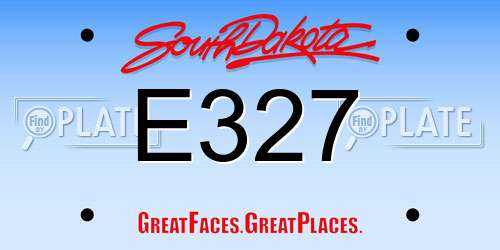 E327 South Dakota License Plate
