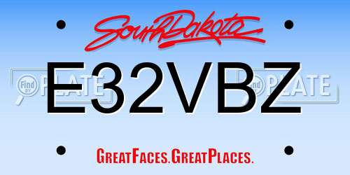 E32VBZ South Dakota License Plate