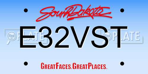 E32VST South Dakota License Plate