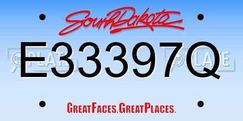 E33397Q South Dakota License Plate