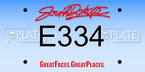 E334 South Dakota License Plate