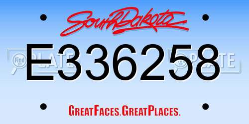 E336258 South Dakota License Plate