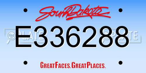 E336288 South Dakota License Plate