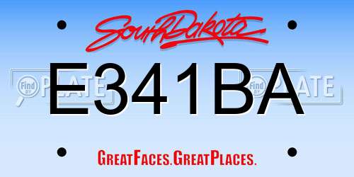 E341BA South Dakota License Plate