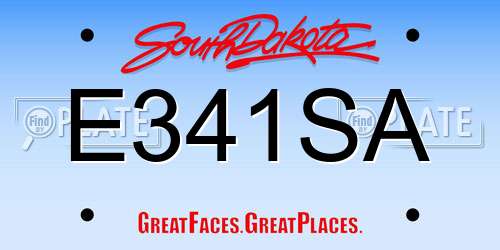 E341SA South Dakota License Plate