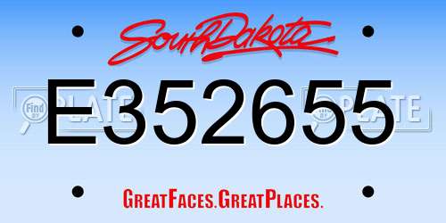 E352655 South Dakota License Plate