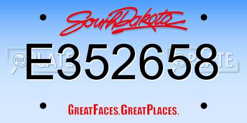 E352658 South Dakota License Plate