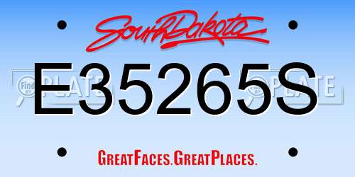E35265S South Dakota License Plate