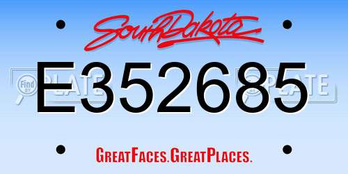 E352685 South Dakota License Plate