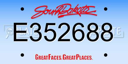 E352688 South Dakota License Plate