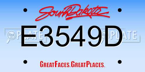 E3549D South Dakota License Plate