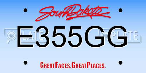 E355GG South Dakota License Plate