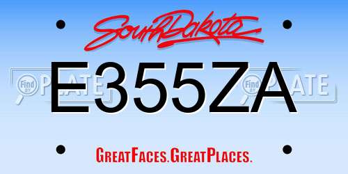 E355ZA South Dakota License Plate
