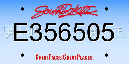 E356505 South Dakota License Plate