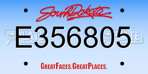 E356805 South Dakota License Plate